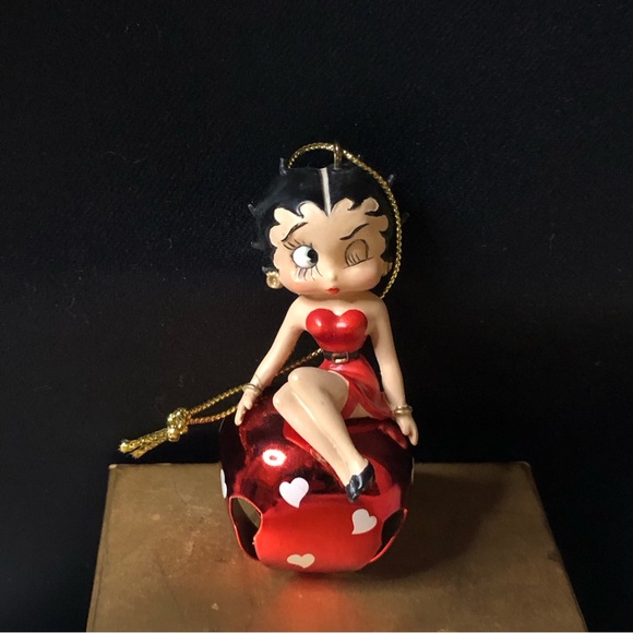 Vintage KFS/FS Betty Boop Red Bell W/Hearts Blue Figurine Ornament, Rare - Picture 8 of 10